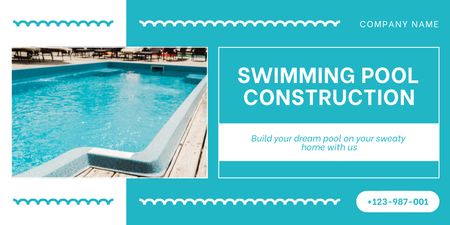 Offer of Services for Construction of Swimming Pools Twitter Design Template