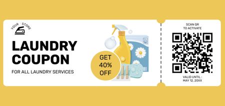 Offer Discounts on Laundry Service on Yellow Coupon Din Largeデザインテンプレート