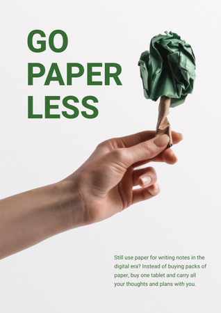 Ontwerpsjabloon van Poster van Paper Saving Concept with Hand with Paper Tree