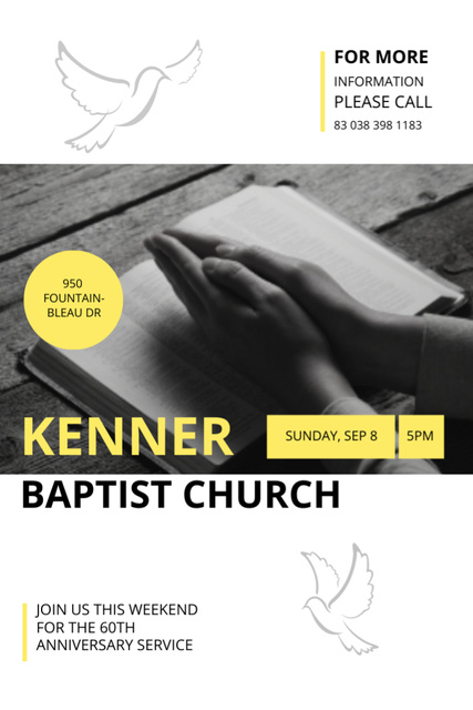 Platilla de diseño Religious Meeting Invitation with Hands on Bible Flyer 4x6in