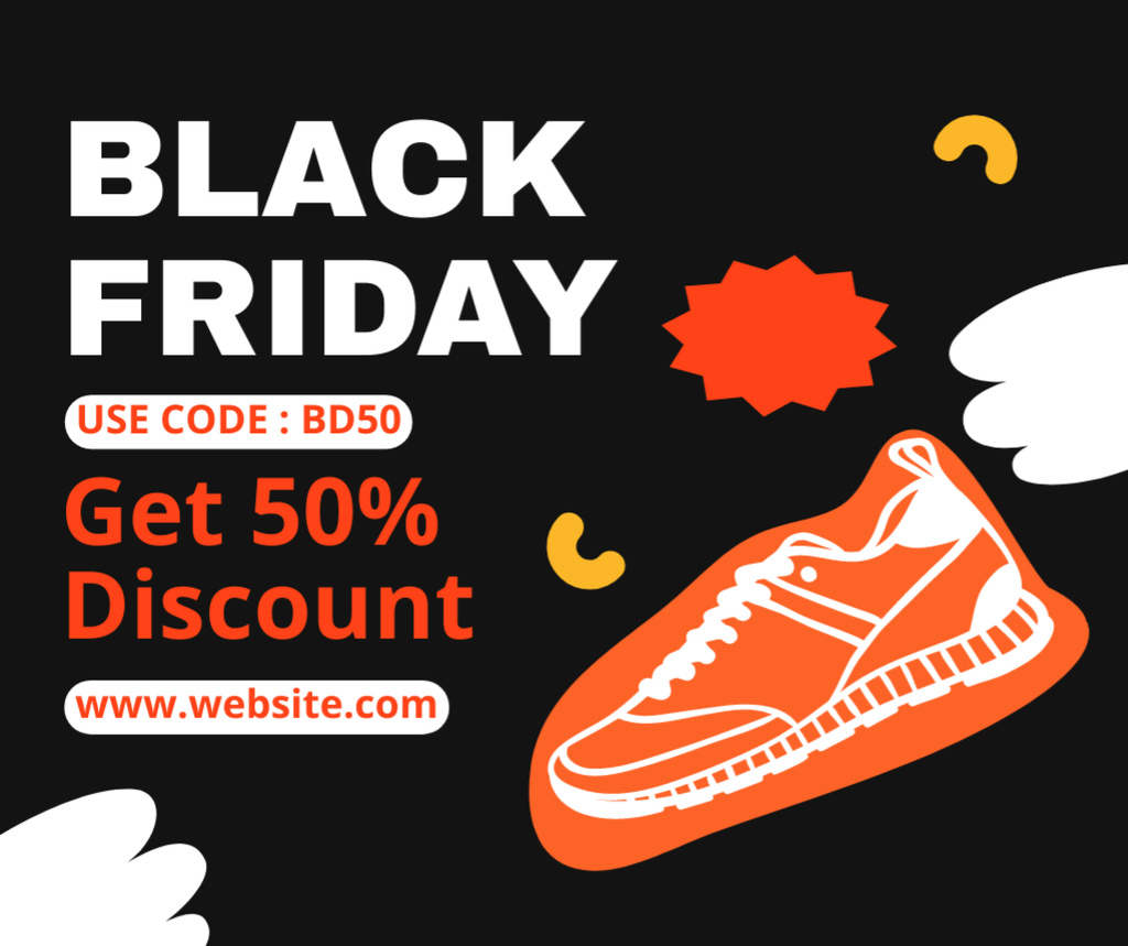 Ontwerpsjabloon van Facebook van Black Friday Sale of Sporty Shoes