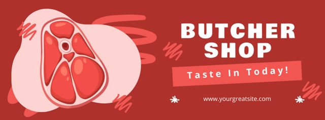 Fresh Steaks of Meat in Butcher Shop Facebook cover Design Template
