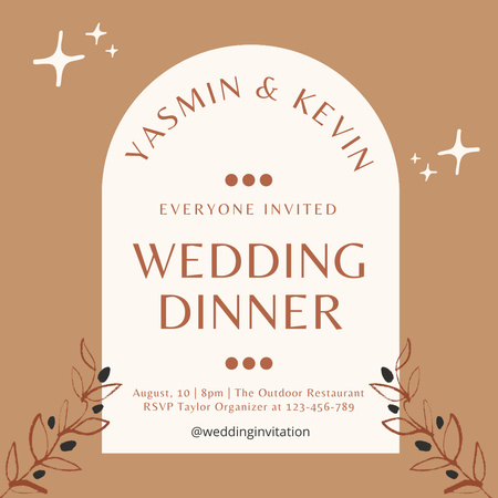 Esküvői vacsora meghívó Instagram tervezősablon