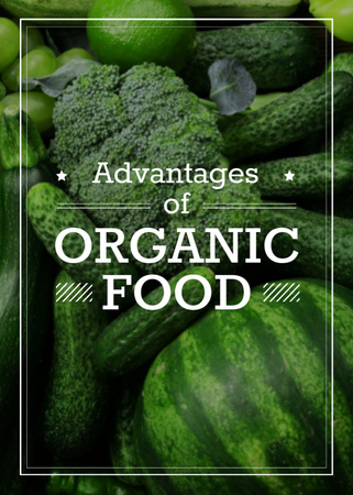 Designvorlage Gesundes Lebensmittelangebot mit grünem Gemüse und Obst für Flayer