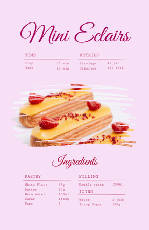 Yummy Eclairs Cooking Steps Recipe Card Design Template