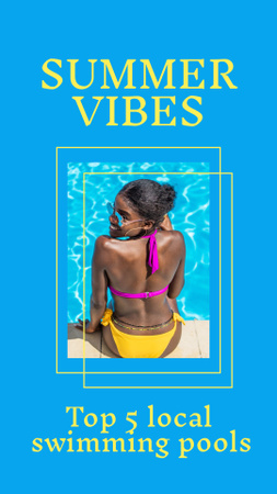 Attractive Girl Enjoying Summer in Pool Instagram Story Design Template
