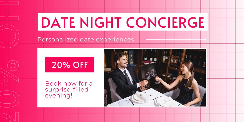 Template di design Personal Dating Concierge Services with Great Discount Twitter
