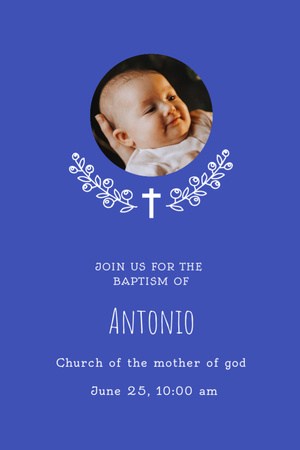 Baptism Announcement with Cute Newborn Invitation 6x9in Design Template
