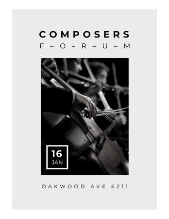 Composers Forum Event Announcement with Musicians on Stage Poster 8.5x11in Design Template