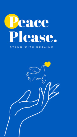 Ihmisen kädet rauhan ja sydämen kyyhkysen kanssa Instagram Story Design Template