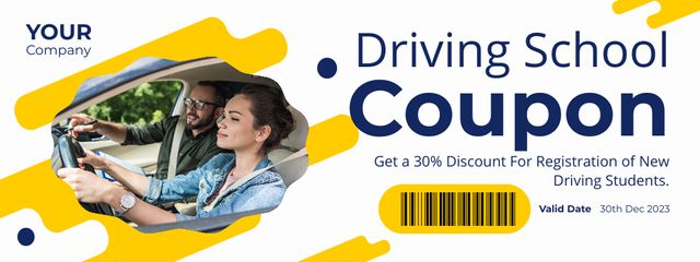 Designvorlage Personalized Driving Course Discounts Voucher With Tutor Guidance für Coupon