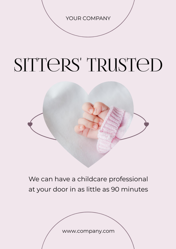 Ontwerpsjabloon van Poster A3 van Nice Babysitting Service Promotion with Child's Hand