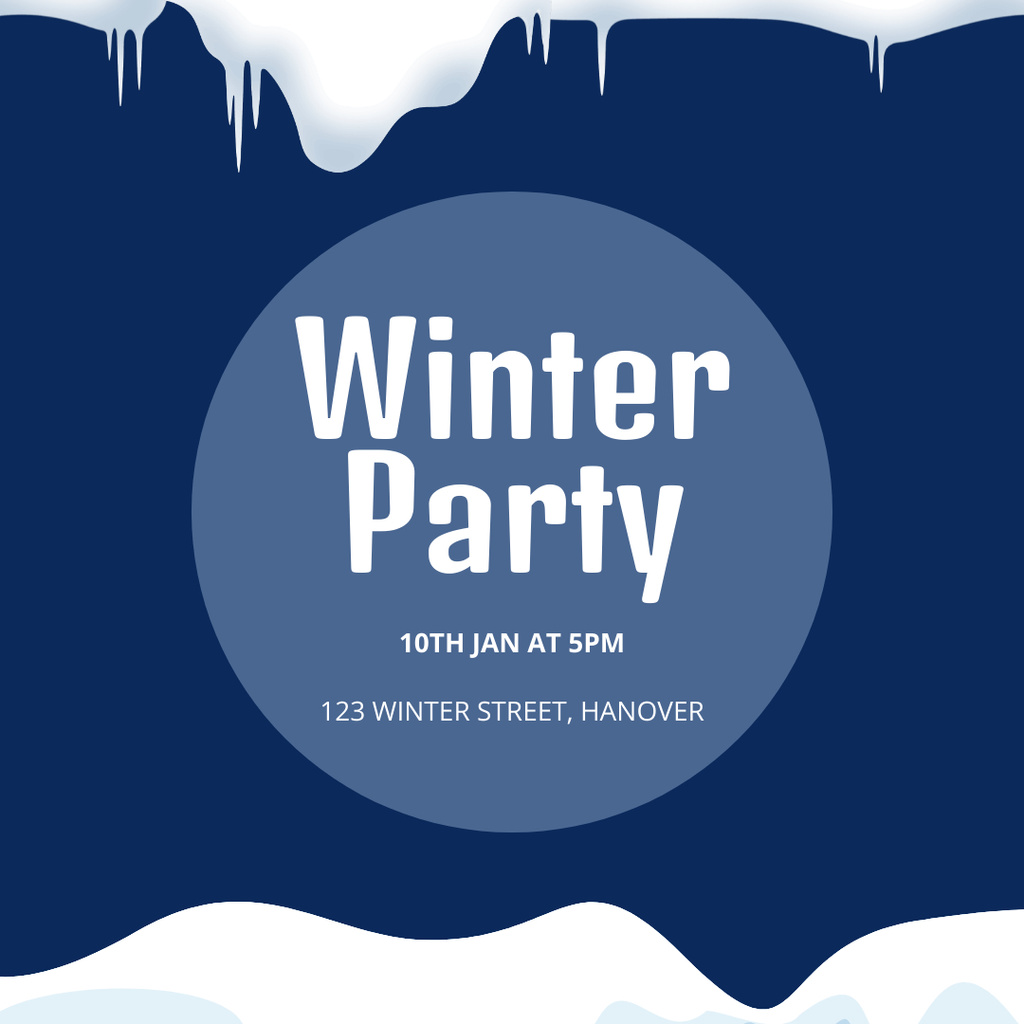 Winter Party Announcement with Snow Instagram Design Template