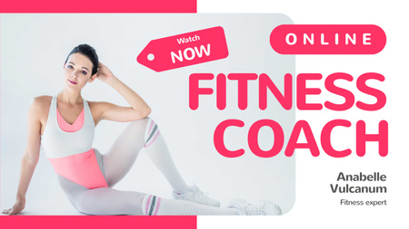 Fitness Coach Woman in Retro Sports Clothes Youtube Thumbnail Design Template