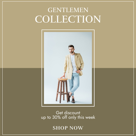 Men's Collection Sale Announcement in Frame Instagram Design Template