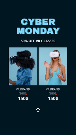 Template di design Saldi del Cyber Monday con sconto sugli occhiali VR Instagram Video Story