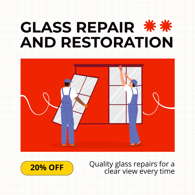 Designvorlage Glass Repair And Restoration Services At Reduced Price für Instagram AD
