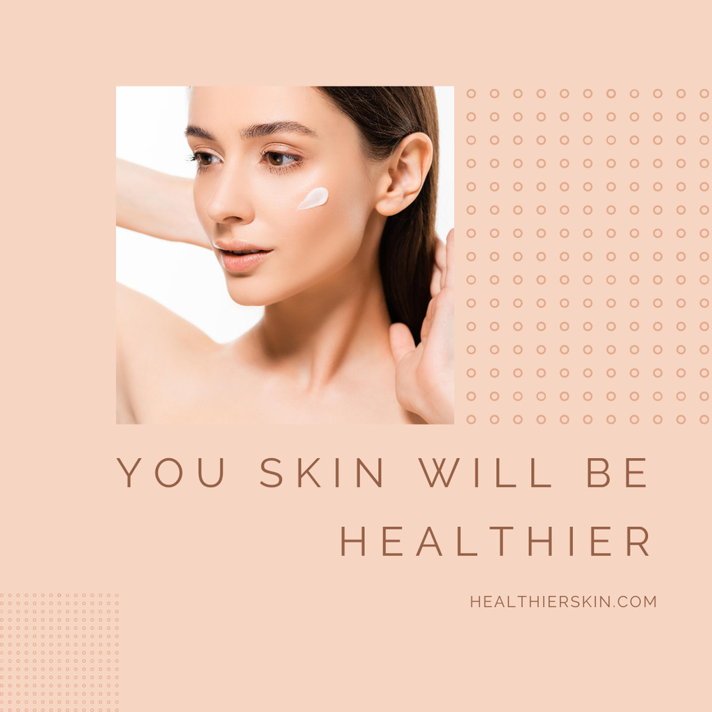 Lady Applying Cream for Skincare Product Ad Instagramデザインテンプレート