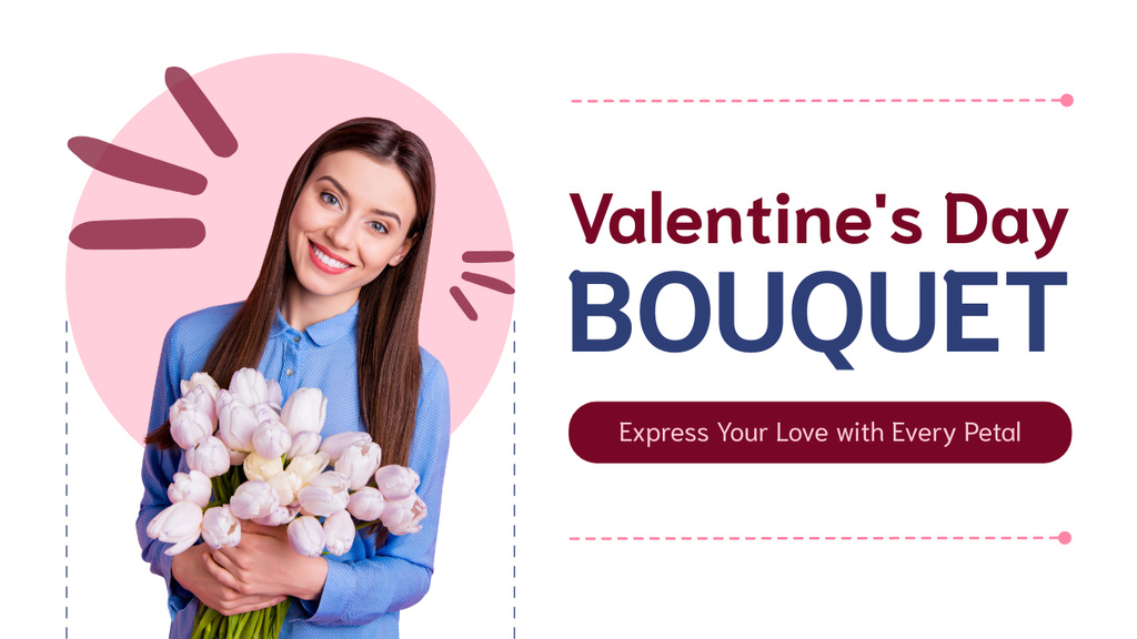Valentine's Day Tulips Bouquet In Vlog Episode Youtube Thumbnail – шаблон для дизайну