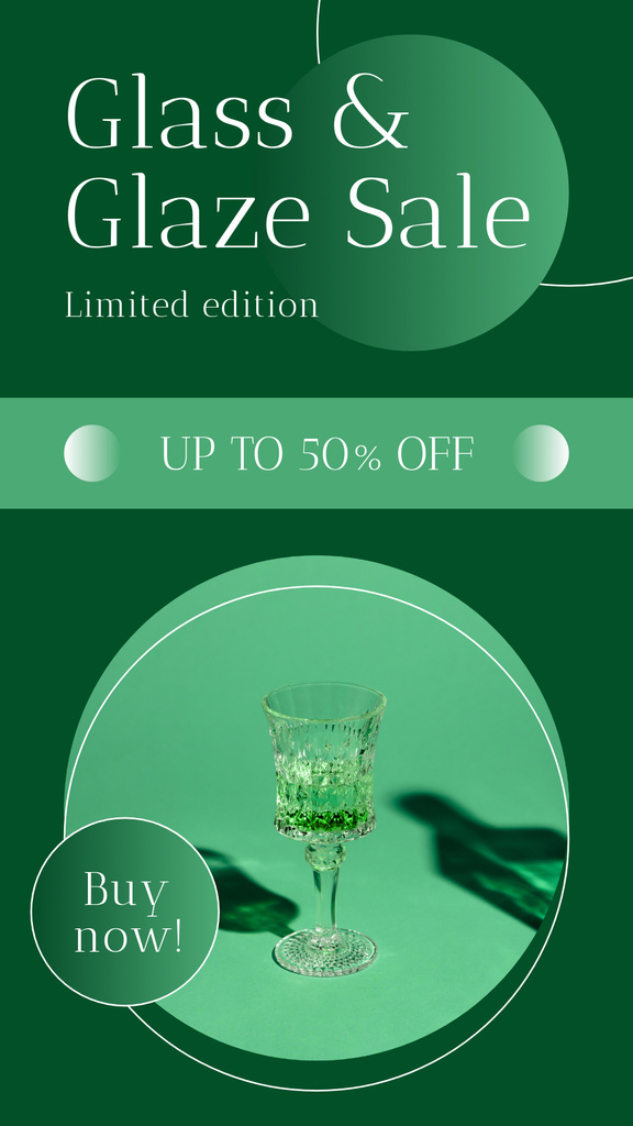 Designvorlage Fine Glass Drinkware At Half Price für Instagram Story