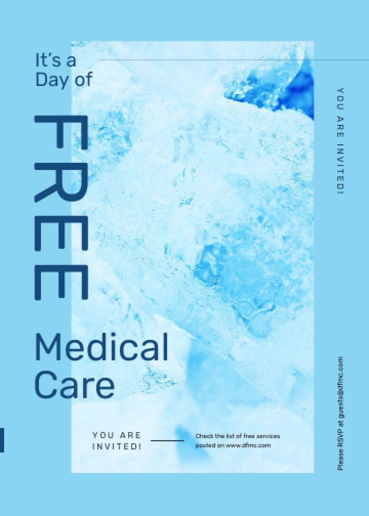 Free Medical Care day offer in blue Invitation Πρότυπο σχεδίασης