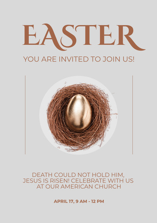 Easter Celebration Announcement With Quote And Egg In Nest Poster Design Template