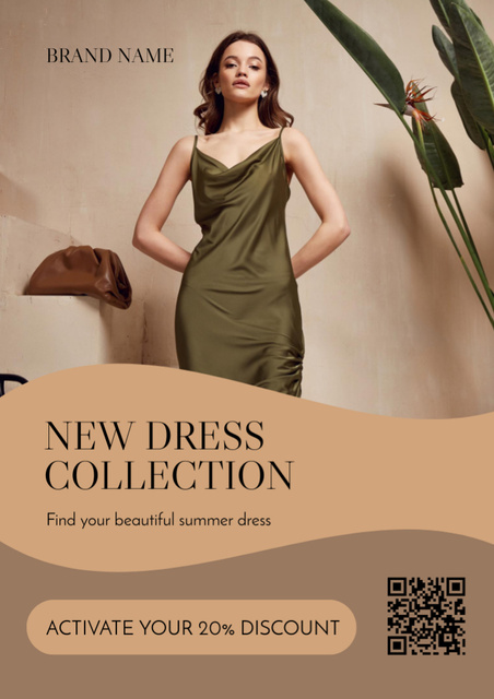 Modèle de visuel Fashion Ad with Woman in Dress - Flyer A4