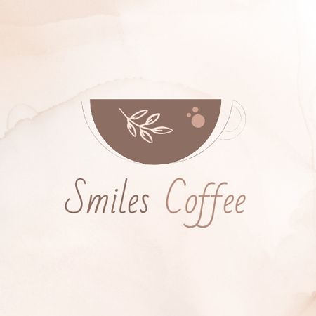 Coffee Shop Ad with Cup Logo Tasarım Şablonu