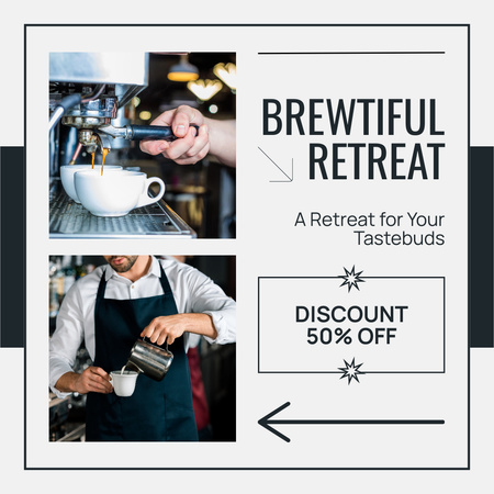 Barista Brewing Special Coffee At Half Price For Guest Instagram AD Design Template