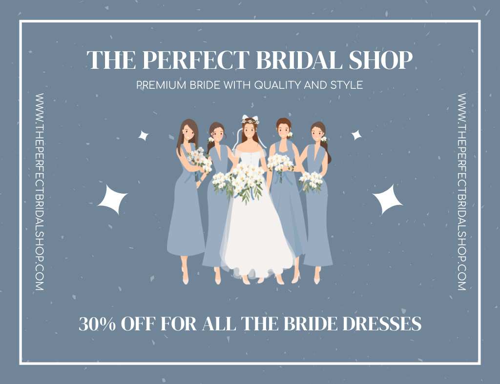Designvorlage Perfect Bridal Shop für Thank You Card 5.5x4in Horizontal
