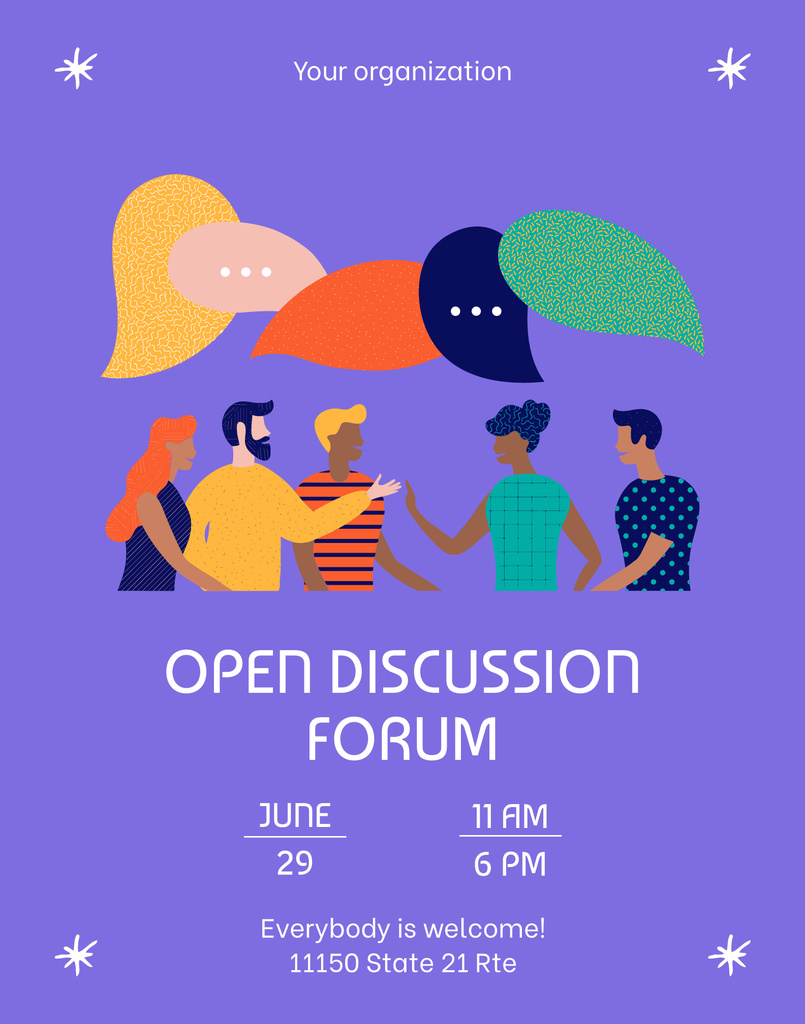 Open Discussion Announcement with People Poster 22x28in Design Template
