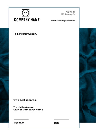 Modèle de visuel Company Letterhead with Beautiful Trendy Blue Silk - Letterhead