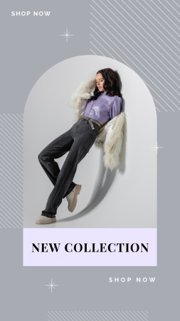 Female Fashion Clothes Sale Ad on Grey Instagram Story – шаблон для дизайну