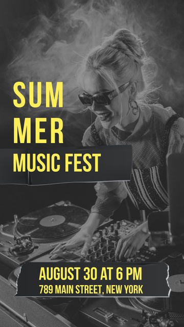 Designvorlage Summer Music Fest Announcement on Bright Orange für Instagram Story