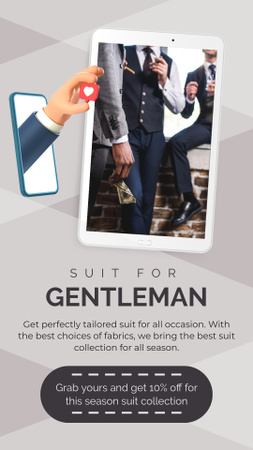 Räätälöidyt puvut miehille alennustarjous Instagram Story Design Template