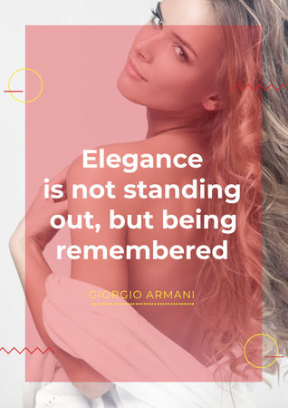 Designvorlage Citation about Elegance with Attractive Blonde für Poster