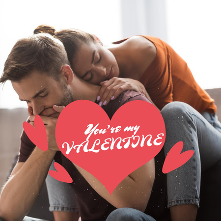 Tender Couple hugging on Valentine's Day Instagram Design Template