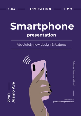 New Smartphone Presentation Announcement in Purple Poster 28x40inデザインテンプレート