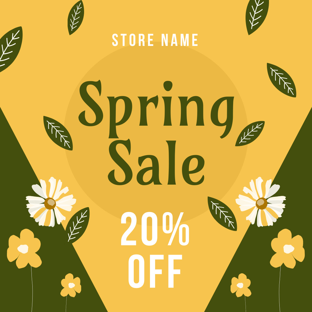 Spring Sale Offer with Flowers Instagram tervezősablon