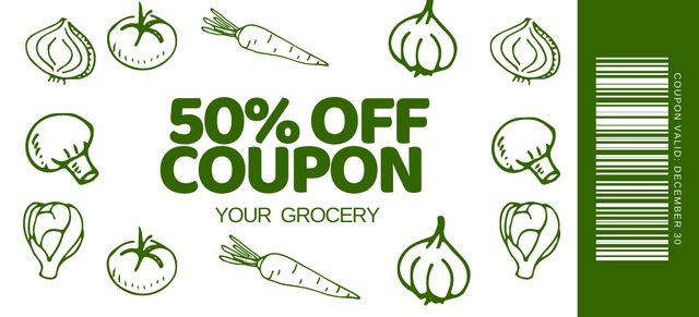 Grocery Store Discount Voucher Coupon 3.75x8.25in Design Template