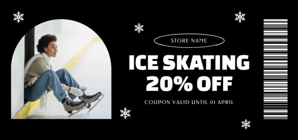Ice Skating Items With Discount Voucher Offer Coupon Din Large Design Template