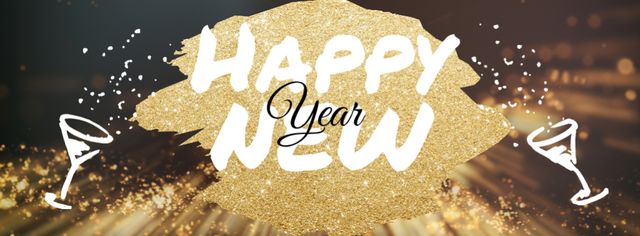 Happy New Year Greeting with Festive Glasses Facebook cover – шаблон для дизайну