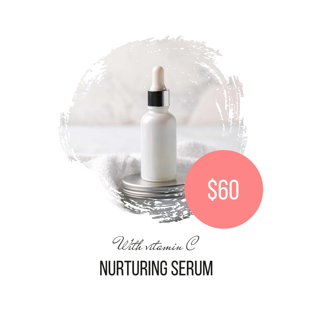 Modèle de visuel Skincare product ad with serum in bottle - Instagram