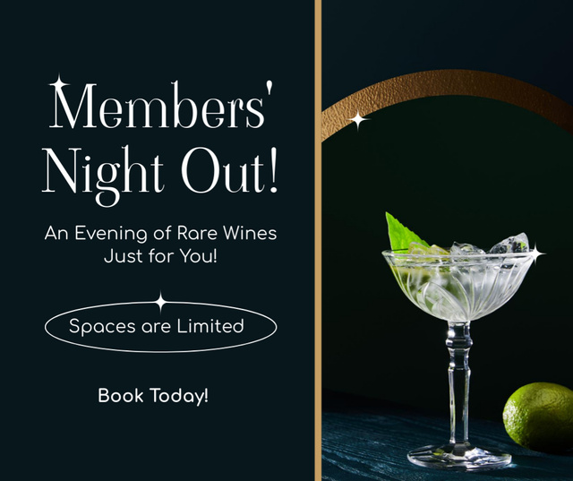 Designvorlage Announcement of Evening of Rare Cocktails für Facebook