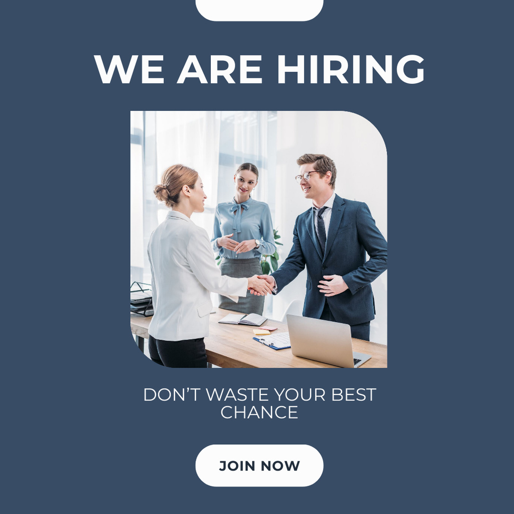 Vacancy Ad with Businesspeople in Office Instagram Design Template