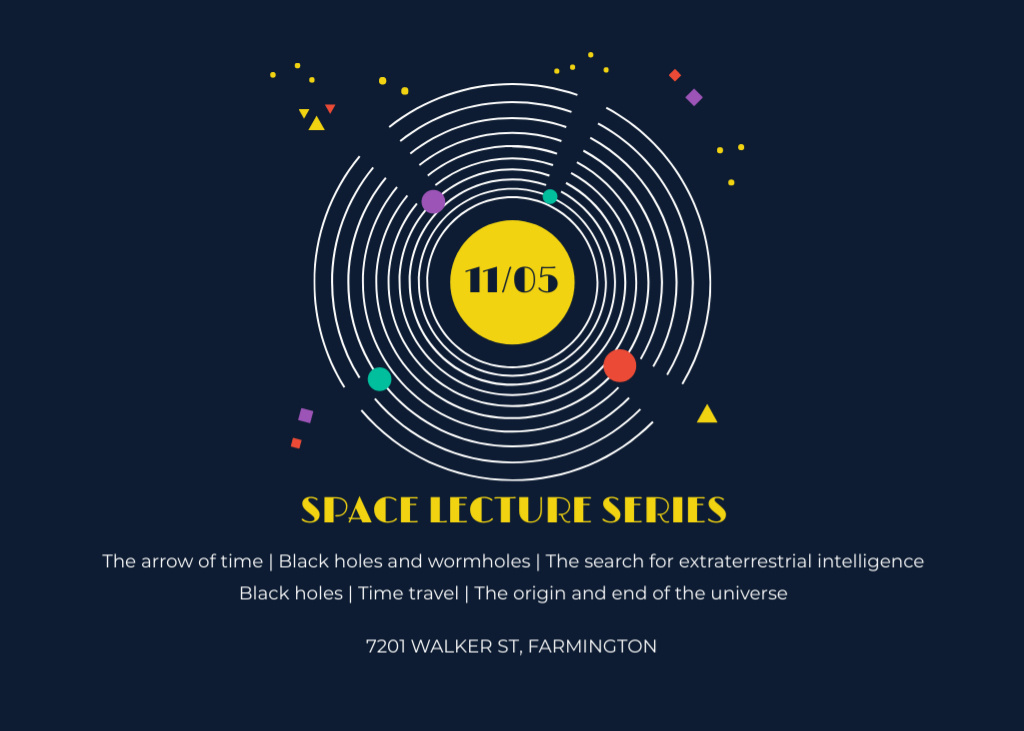 Space Event Announcement with Space Objects System Flyer 5x7in Horizontal tervezősablon