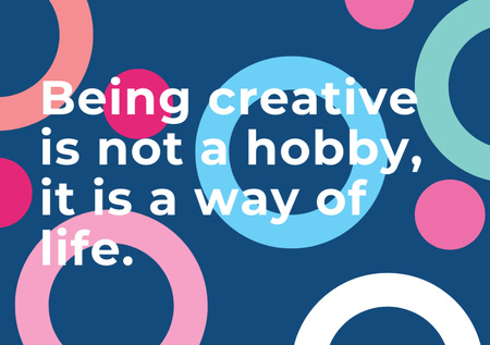 Creativity Quote on Colorful Circles Pattern Postcard A5 Šablona návrhu