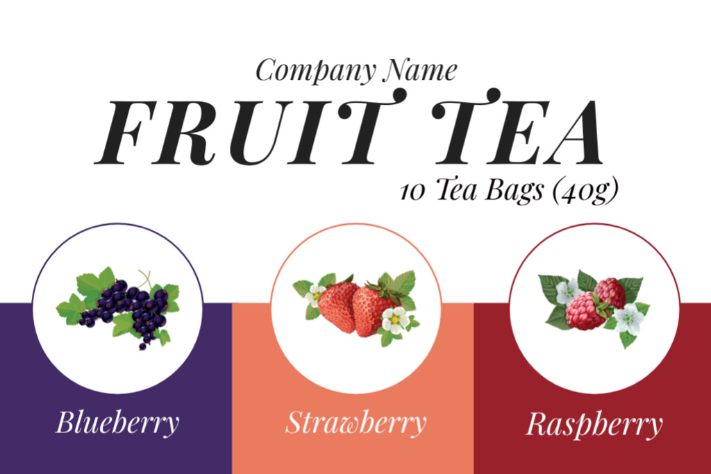 Fruit Tea in Bags Label Tasarım Şablonu