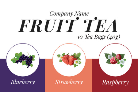 Gyümölcs tea zacskóban Label tervezősablon