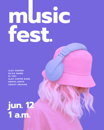 Music Fest announcement with Girl on street Poster 16x20in Design Template